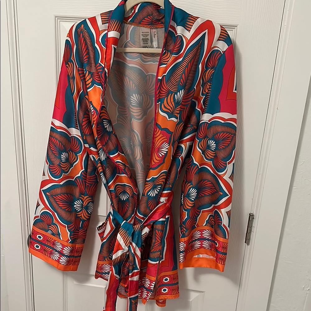 Lulu's Orange and Blue Geometric Robe